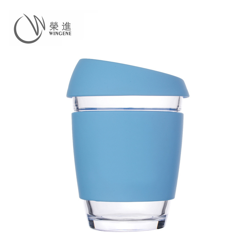 创意硅胶咖啡杯带杯盖 防烫玻璃饮水杯果汁杯厂家定制logo 批发